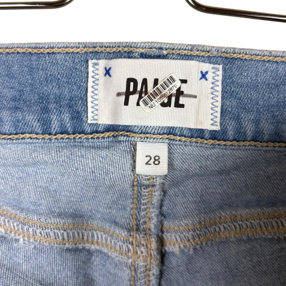 PAIGE Colette Crop Flare Maternity Jeans Blue Light Wash Distressed Size 28 - Picture 6 of 7